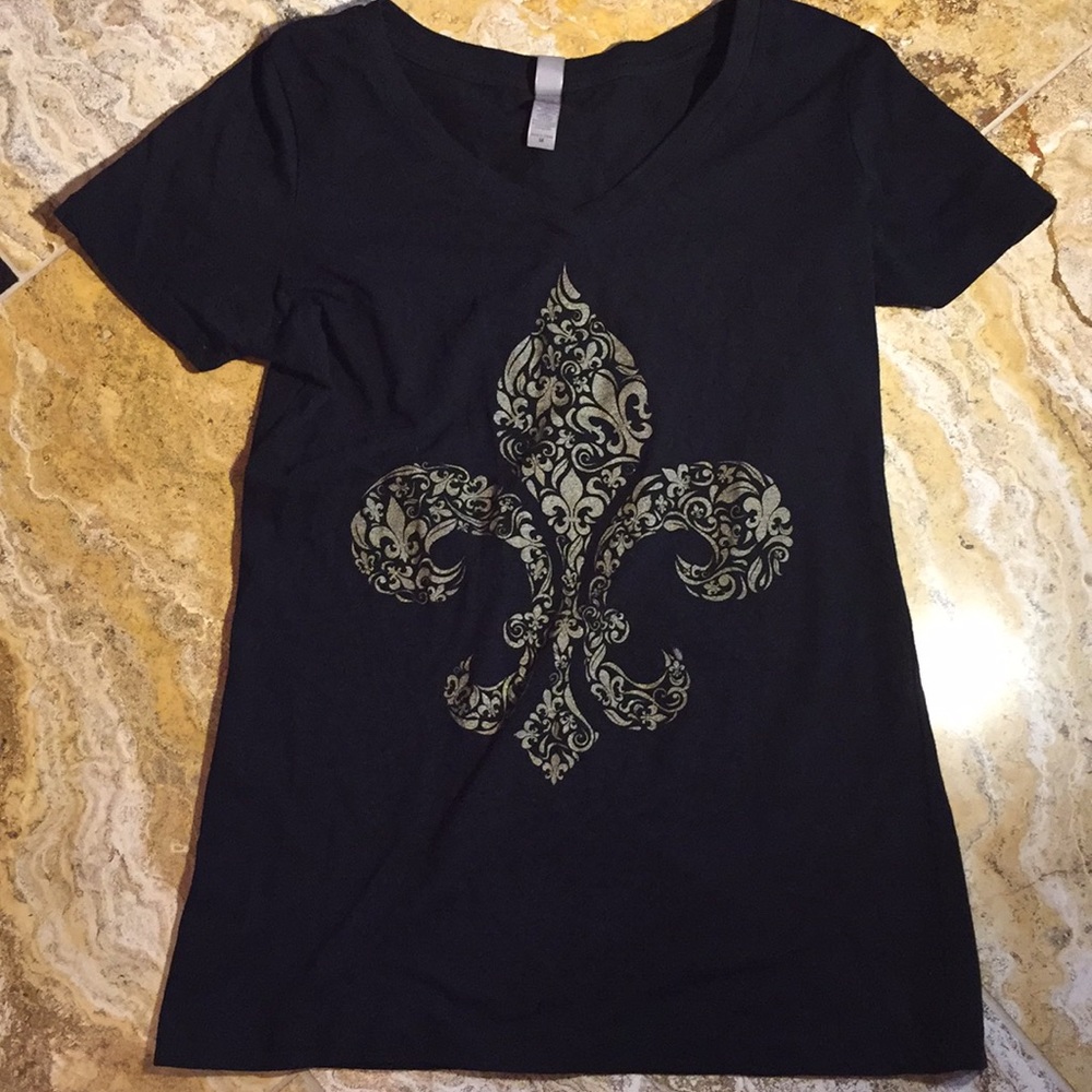 Next Level Black shortsleeve T-shirt/Fleur de Lis
